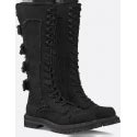 Diorebel Boot Black Fringed Cotton Canvas 